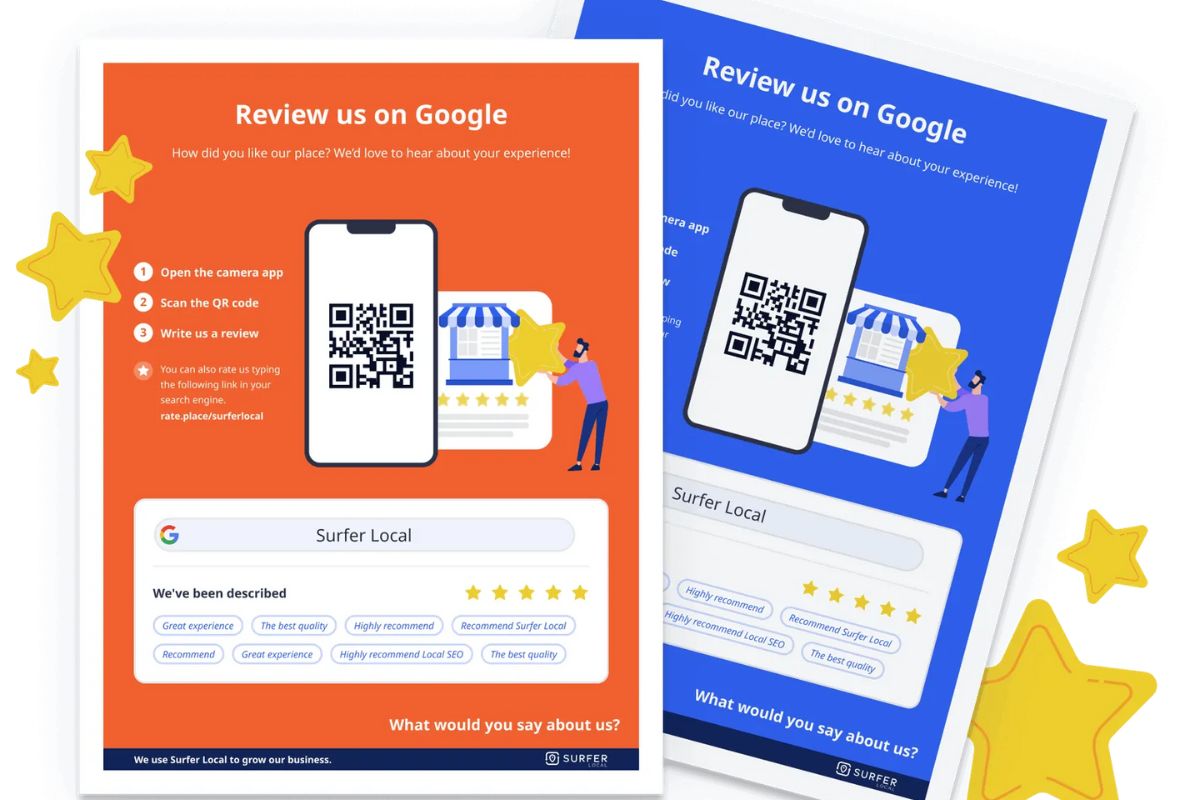 Carteles para conseguir reseñas de Google